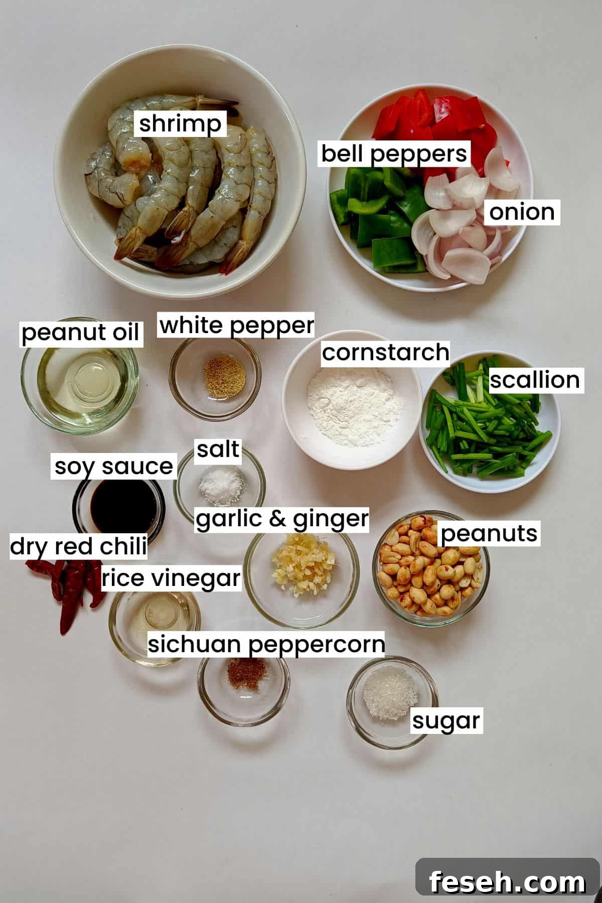 Image showing ingredients are placed on a white background.