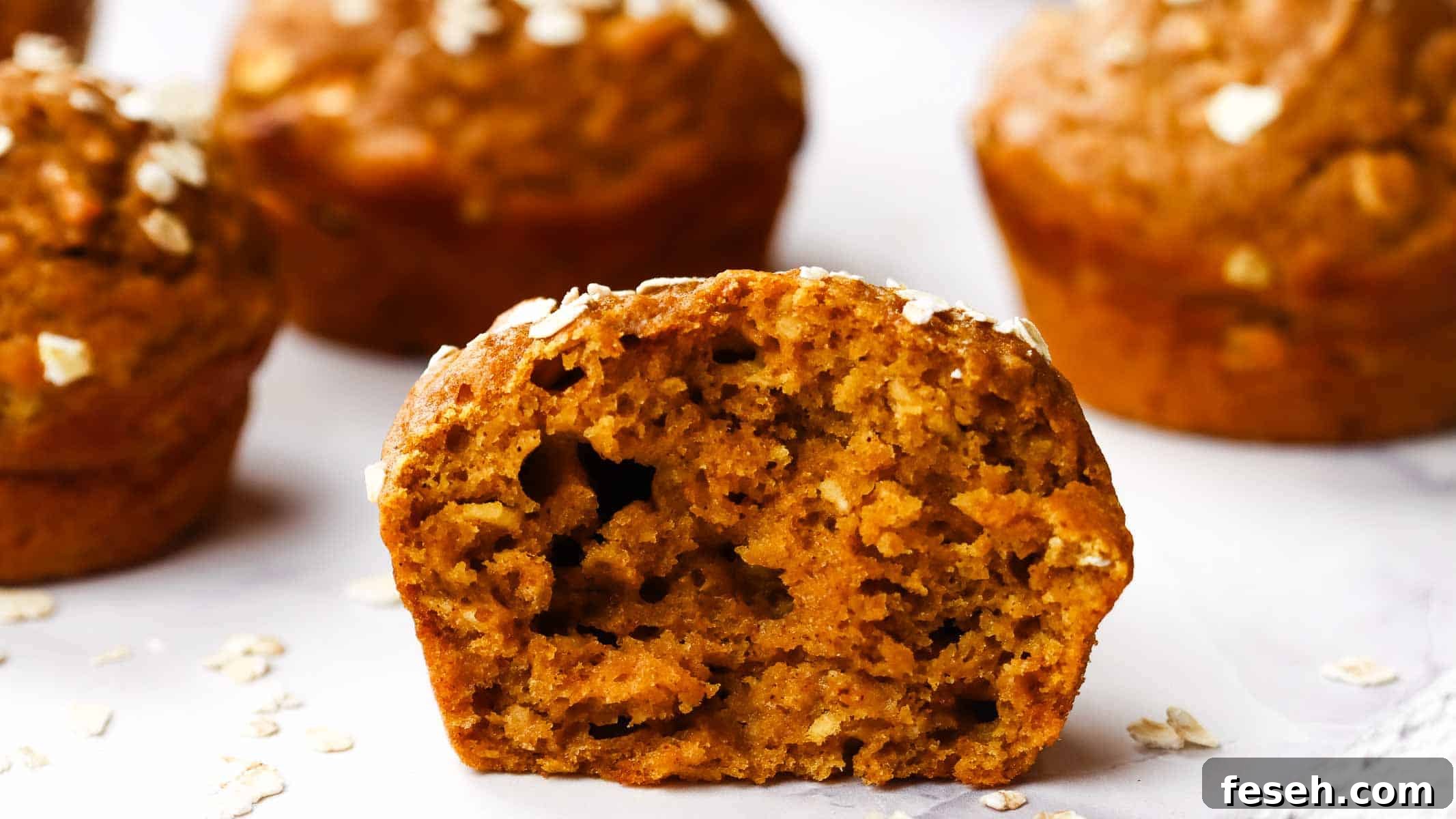 a half cut pumpkin oatmeal muffin