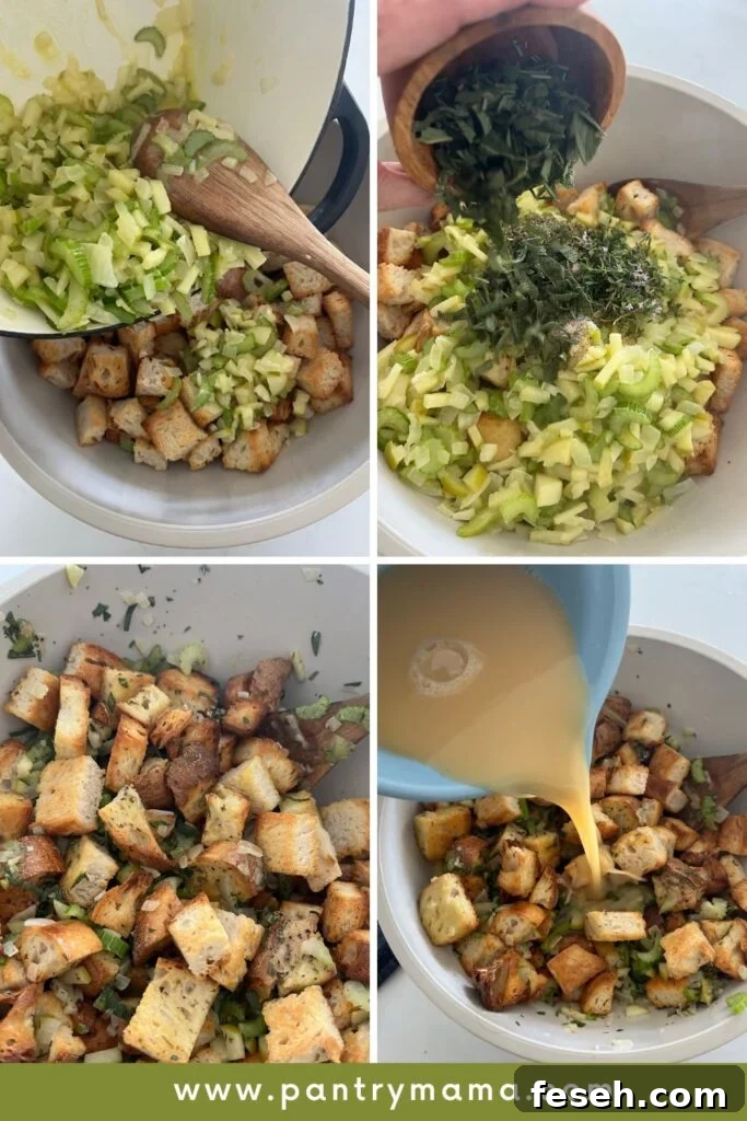 Stuffing in a baking dish