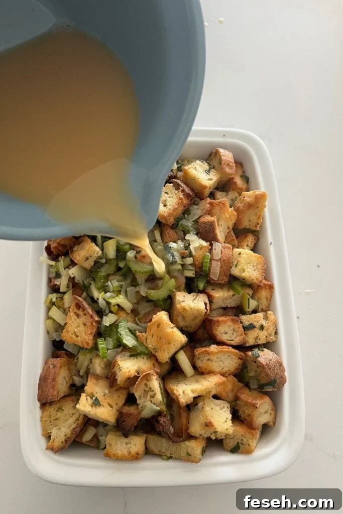 Golden sourdough stuffing