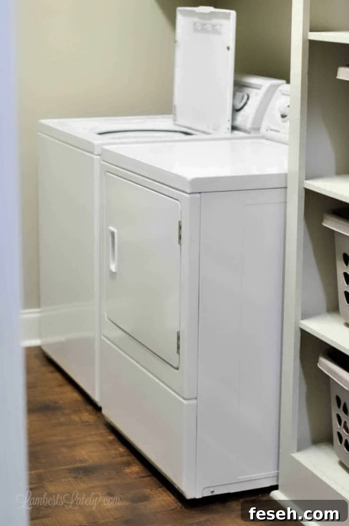 washer and dryer in a laundry room.