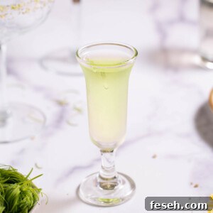 An icy cold shot of fir tip vodka