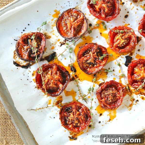 how to slow roast tomatoes, balsamic roasted tomatoes, SundaySupper, The Wimpy Vegetarian, recipe