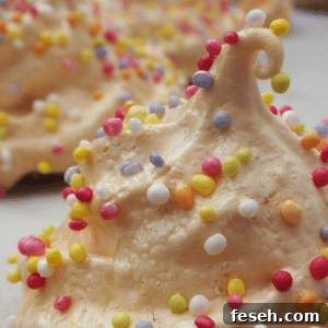 Close up rainbow meringues