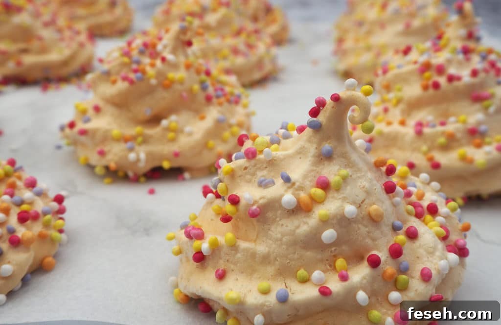 Rainbow basic meringues