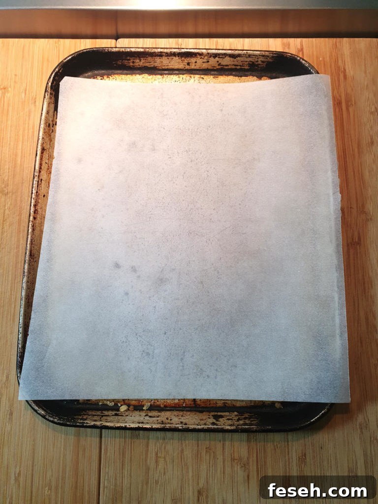 lined baking tray