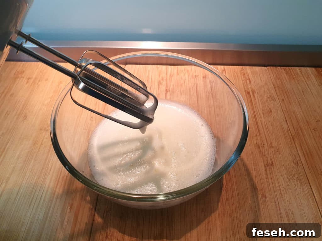Starting to whip egg whites