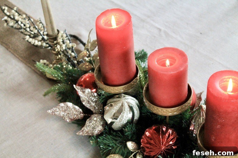 red pillar candle centerpiece