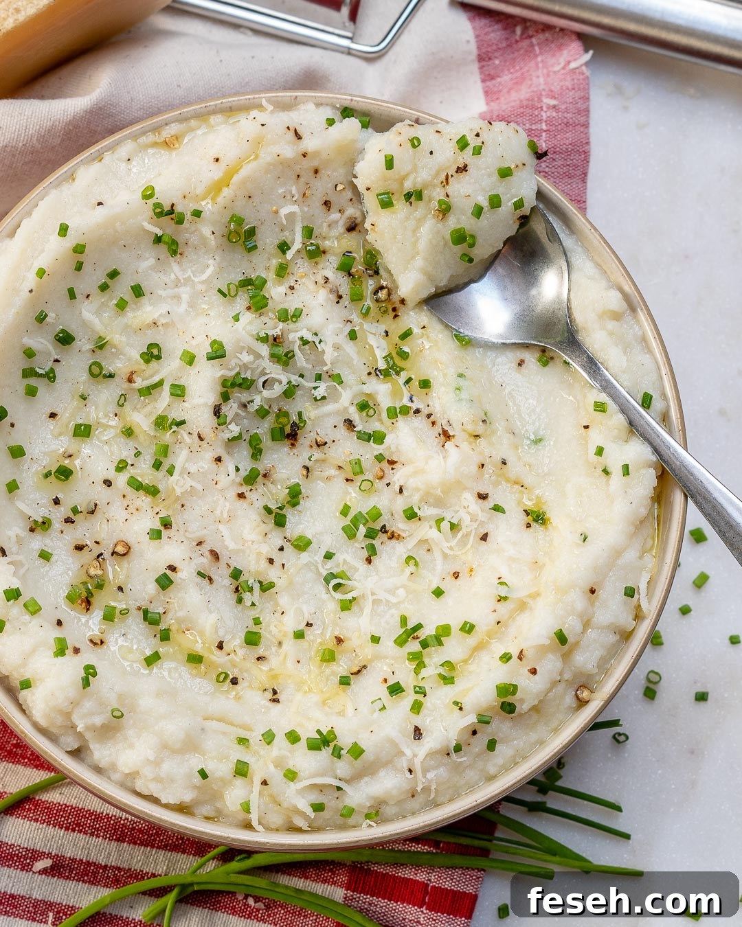 Eat Clean Garlicy Parm Mashed Cauliflower