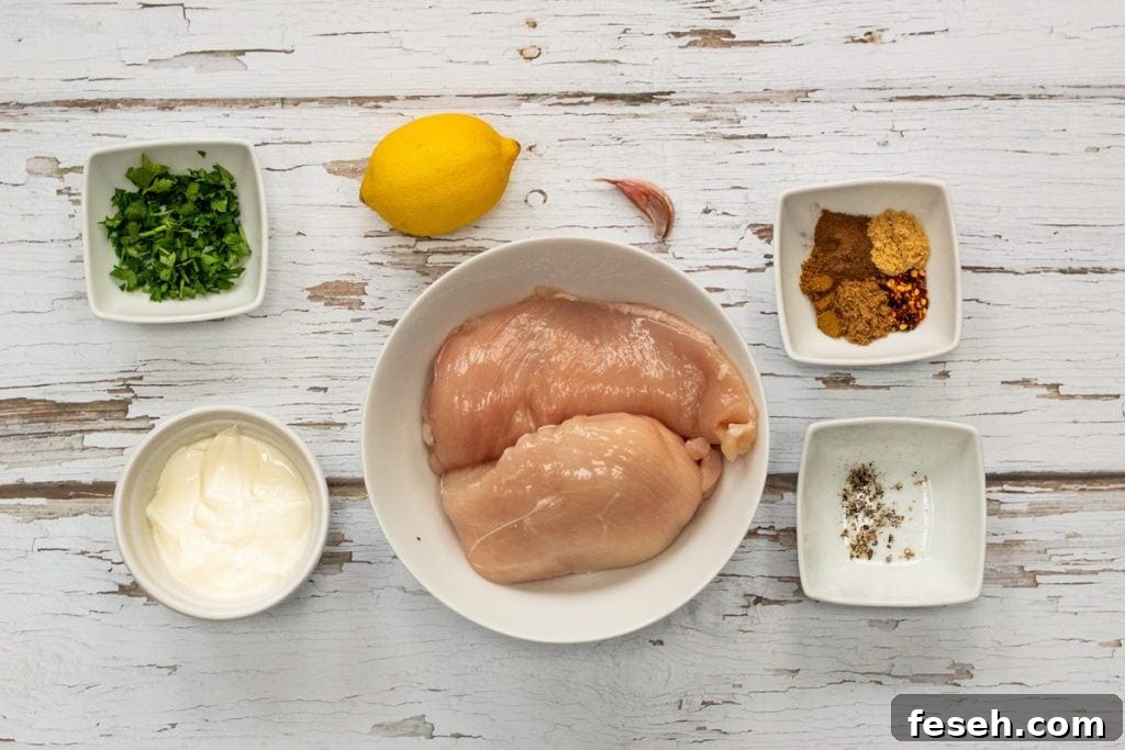 Ingredients for Middle Eastern marinated chicken