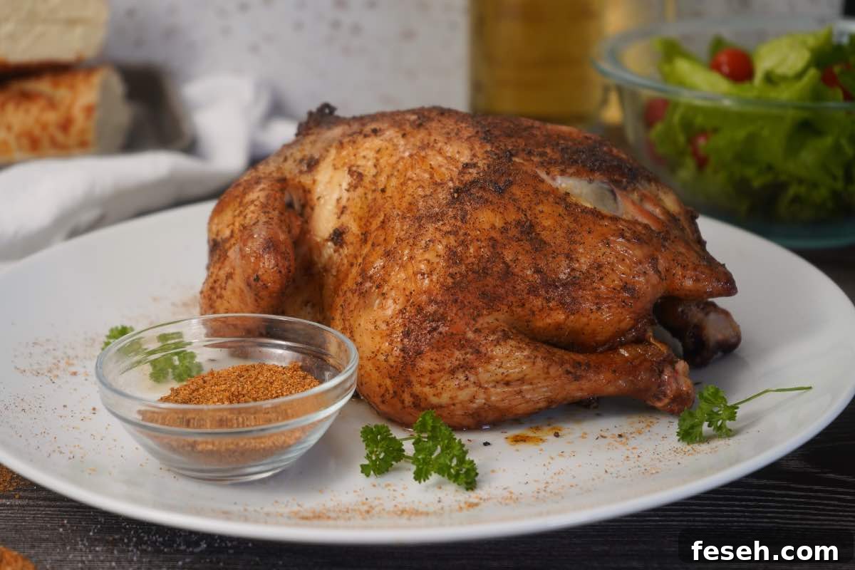 Smoked Whole Chicken on platter