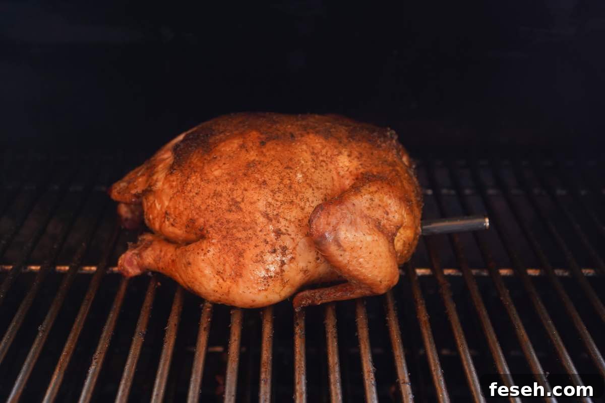 Smoked whole chicken after cooked