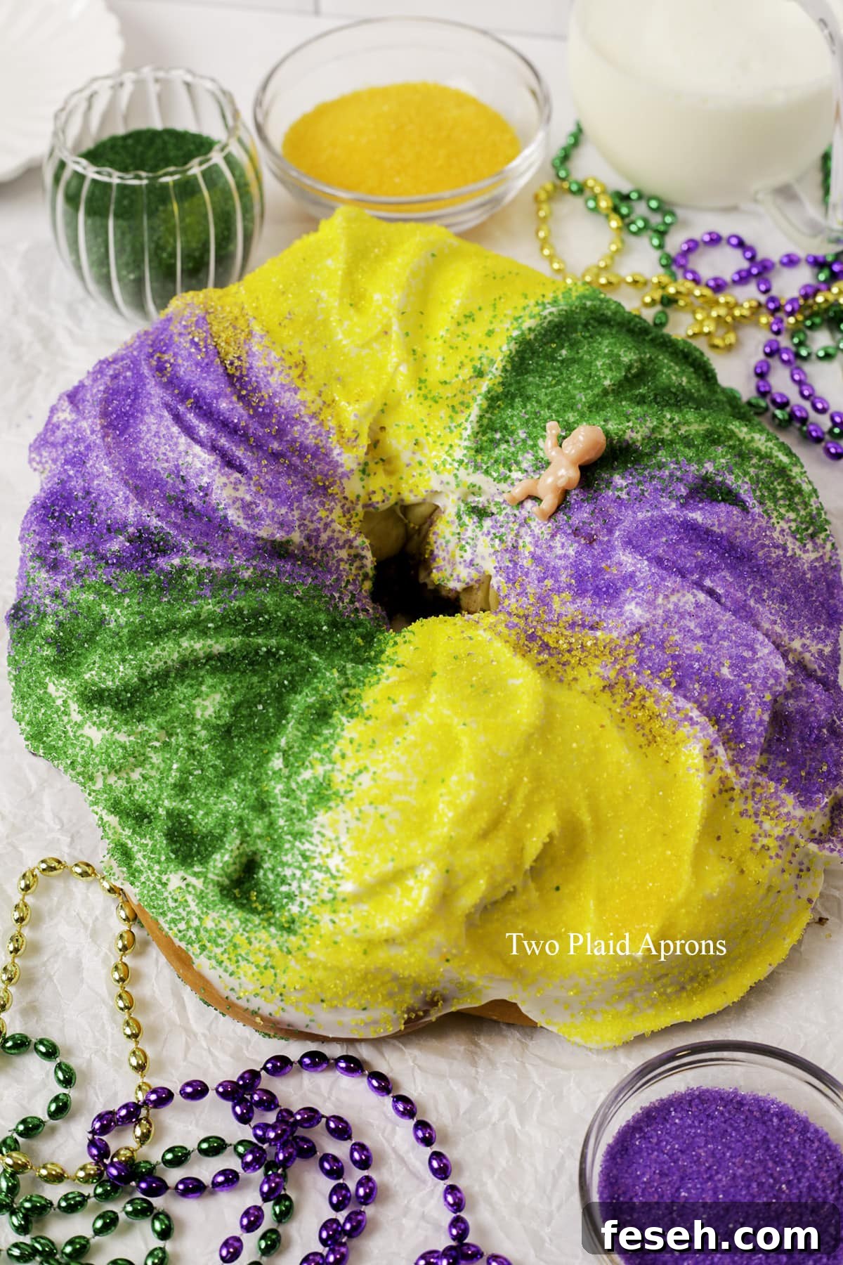 Sliced king cake