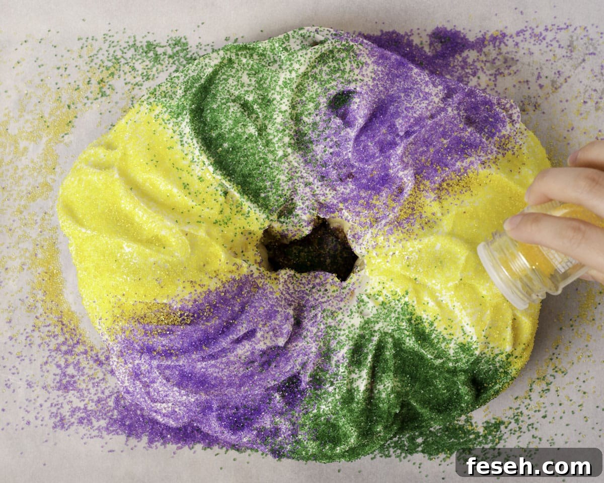 Decorating king cake