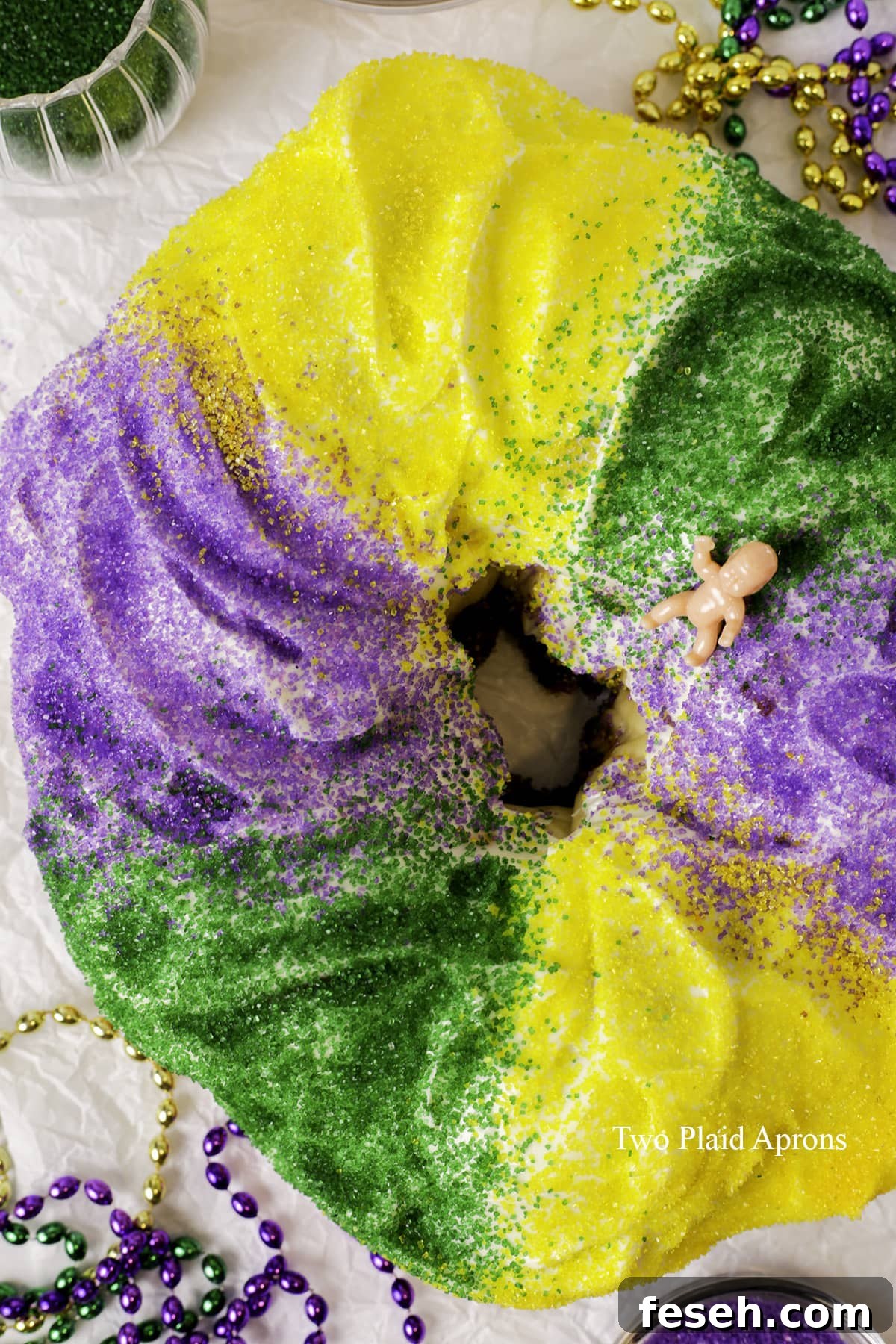 Warm slice of king cake