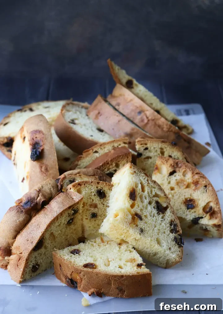 quartered slices of panettone