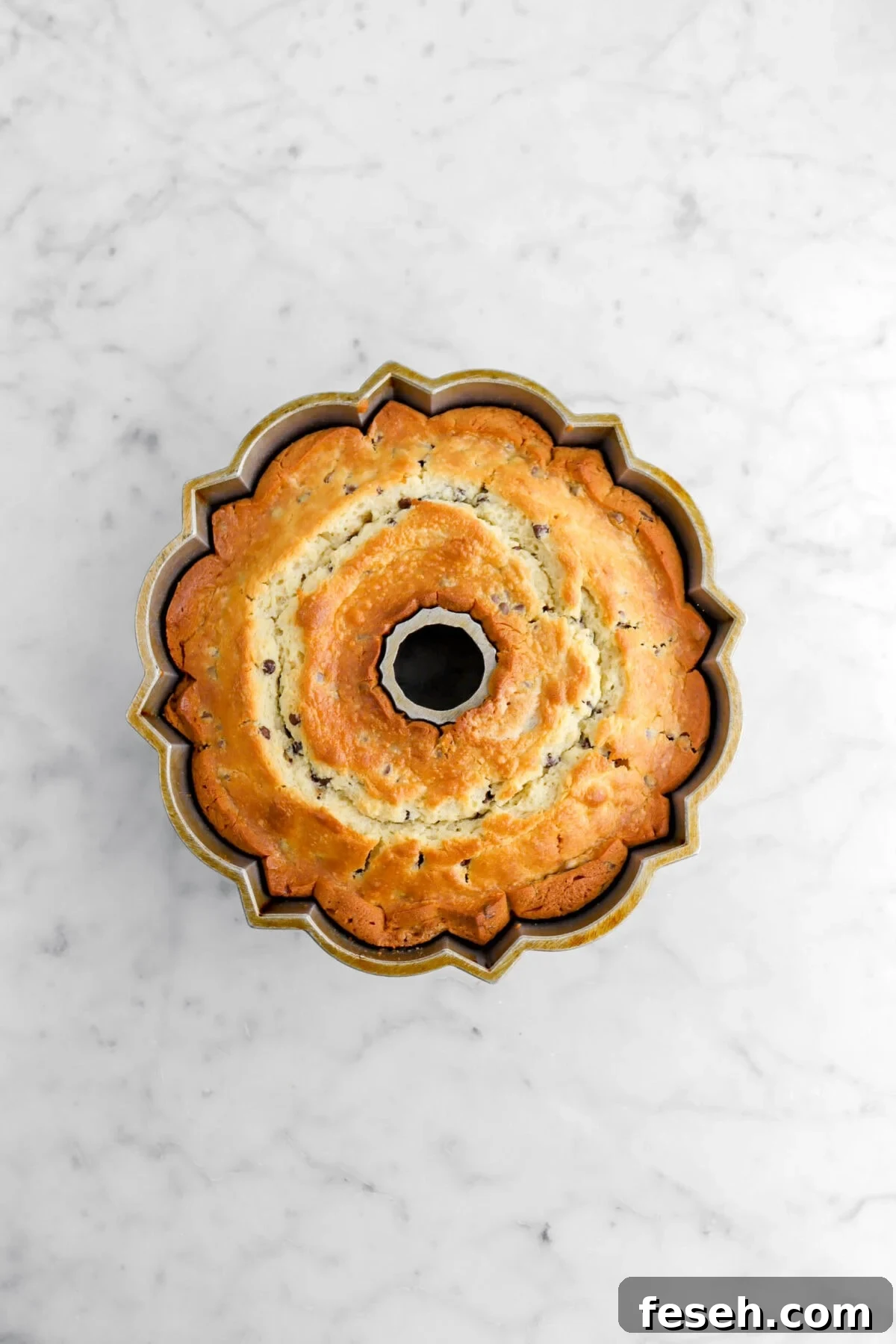 baked cake in bundt pan.