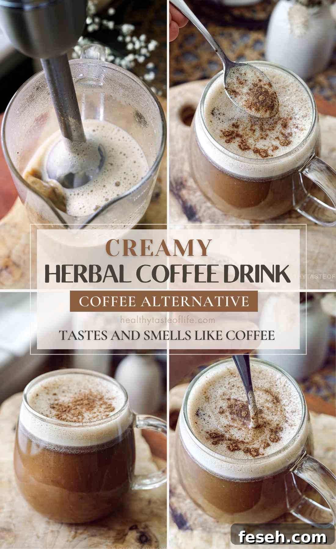 This creamy herbal coffee drink is packed with rich caramel flavors and health perks. This recipe is easy to make and can be enjoyed hot or chilled /over ice. Or add some hot cream and trasnsform into a foamy latte. Brew it strong and let it cool for a refreshing iced coffee for those hot days. Give this dairy-free and gluten-free herbal coffee alternative a go and enjoy the unique blend that not only tastes deliciously similar to coffee but also offers a nice blend of sweetness, flavor and wellness.