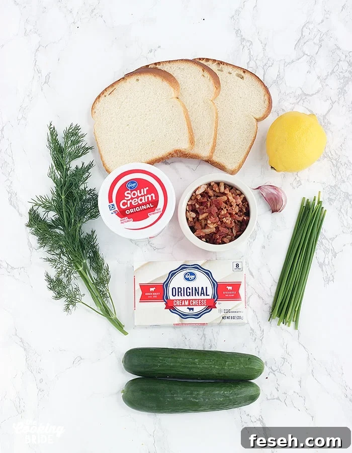 ingredients for cucumber tea sandwiches