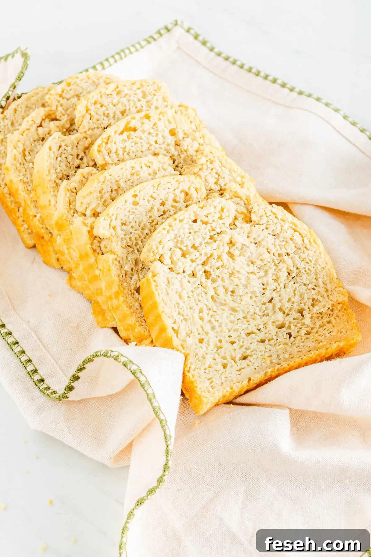 Slices of homemade gluten free bread from scratch.