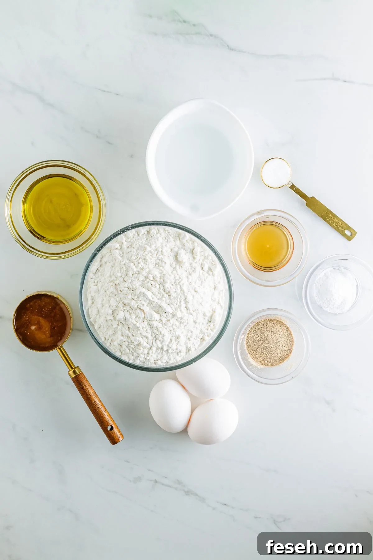 Ingredients needed to make a loaf of dairy free gluten free sandwich bread. 