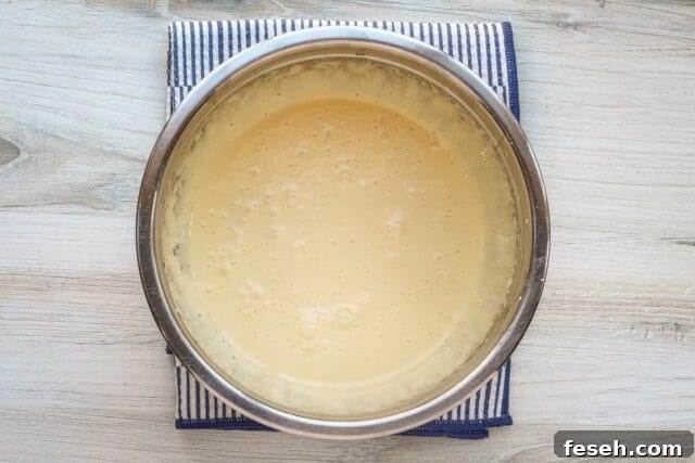 Beaten egg yolks with sugar.