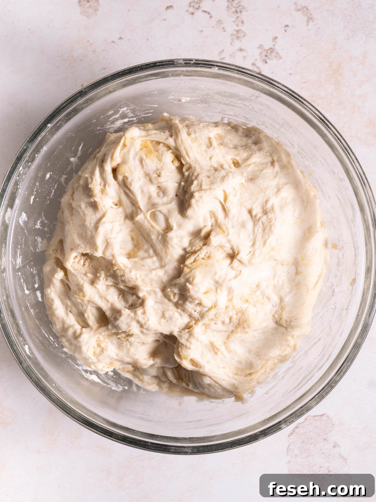 Focaccia dough after fermenting