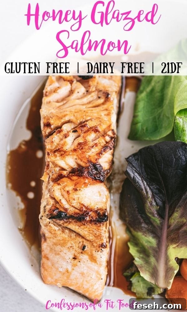 titled photo (and shown): Honey Glazed Salmon - gluten free | dairy free | 21 DF | Confessions of a Fit Foodie