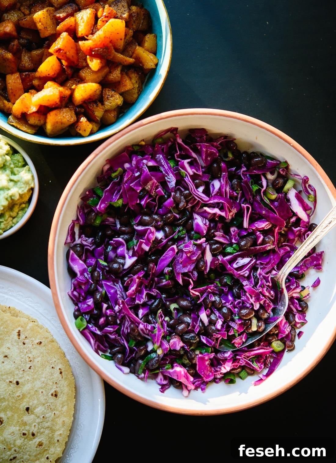 Super easy lime-marinated cabbage and black bean slaw - cookieandkate.com