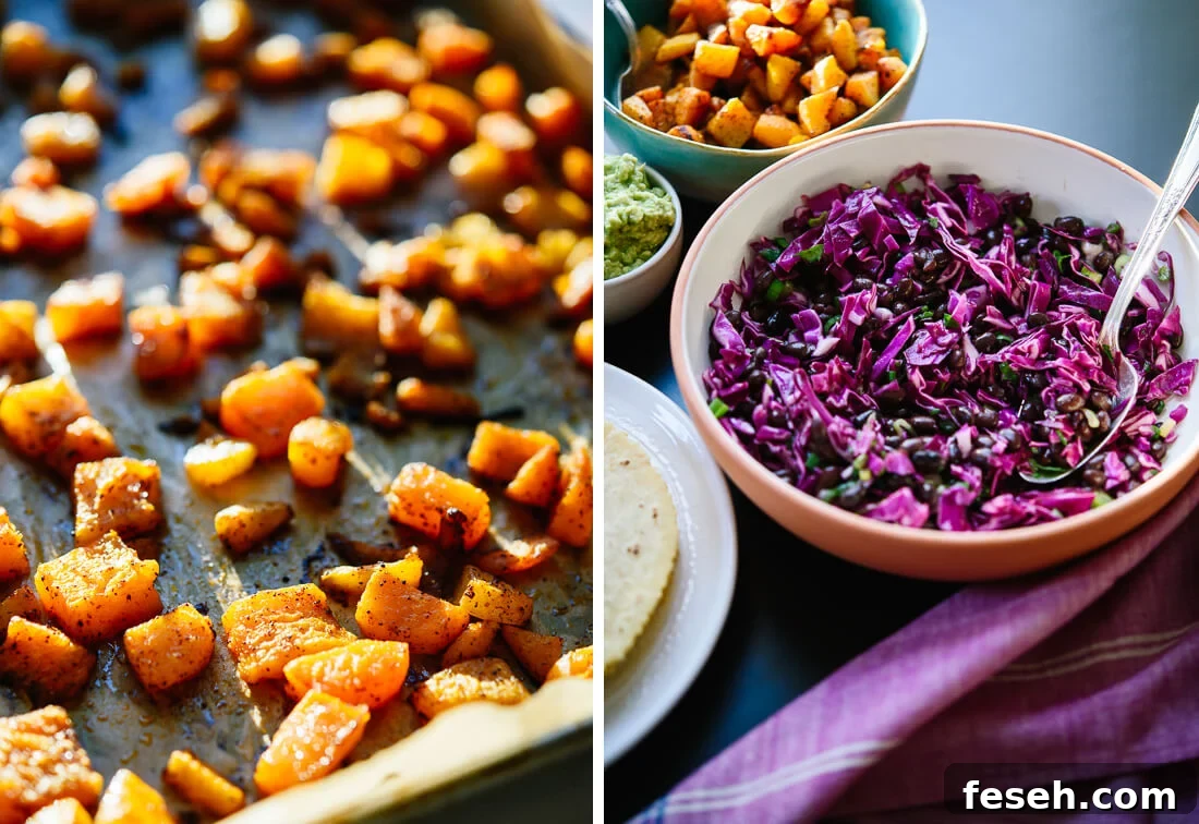 roasted butternut and cabbage slaw