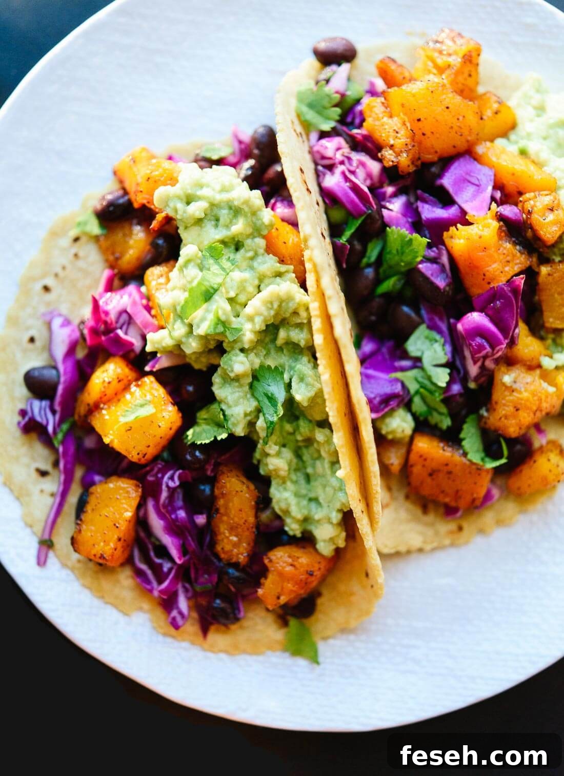 Simple roasted butternut squash tacos, a perfectly healthy and delicious weeknight meal! cookieandkate.com
