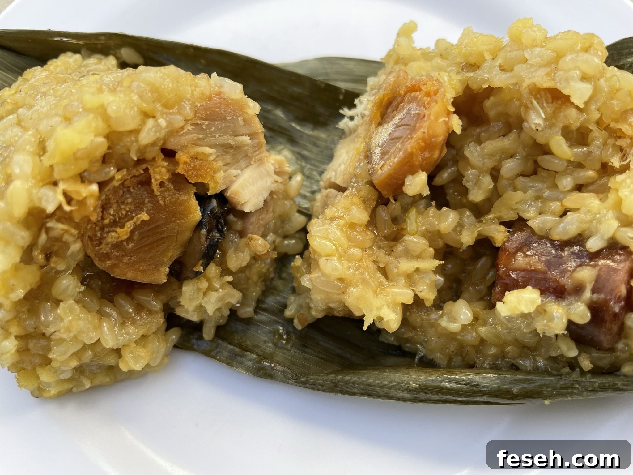 Closeup of brown sweet rice zongzi