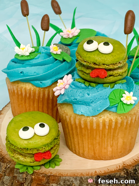 frog macarons cupcake toppers