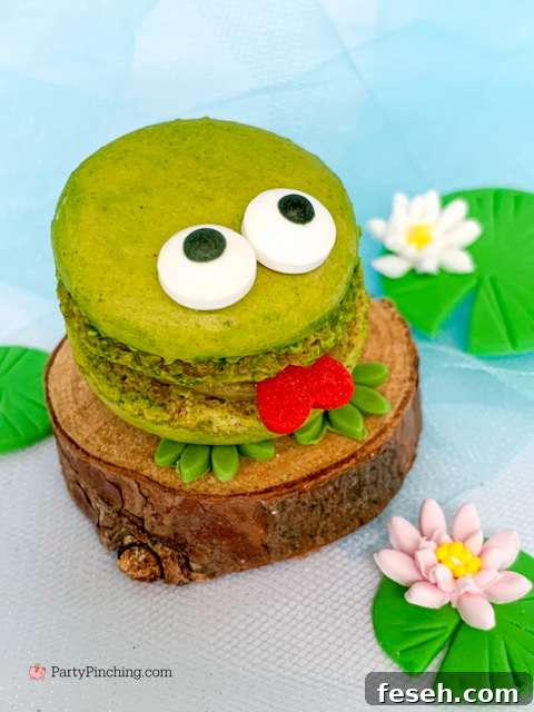 decorated frog macarons
