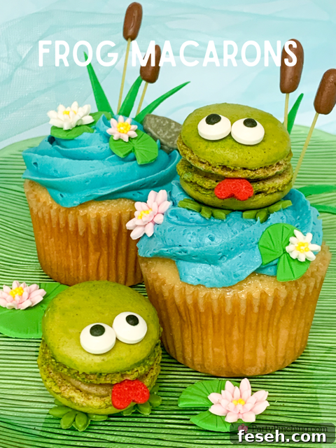 frog macarons display