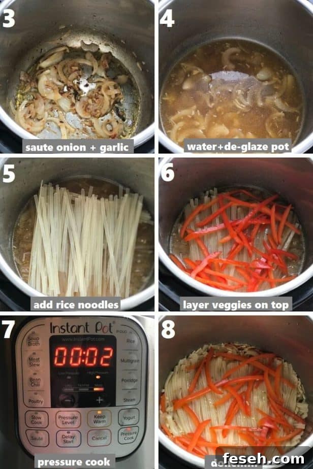 pressure cooking rice linguine drunken noodles & red bell peppers in instant pot
