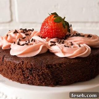 Close up of small chocolate cake
