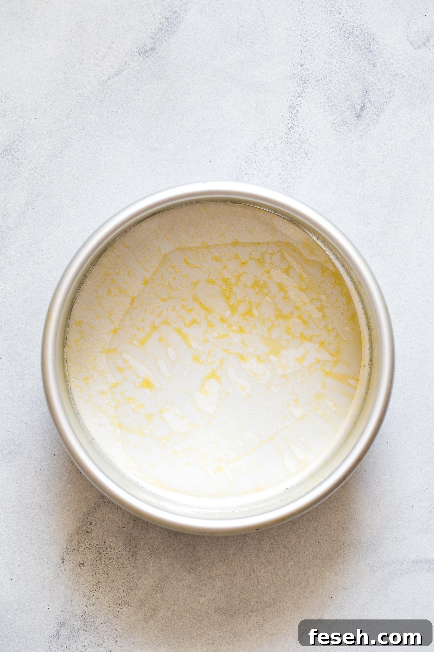 6 inch cake pan lined with parchment paper
