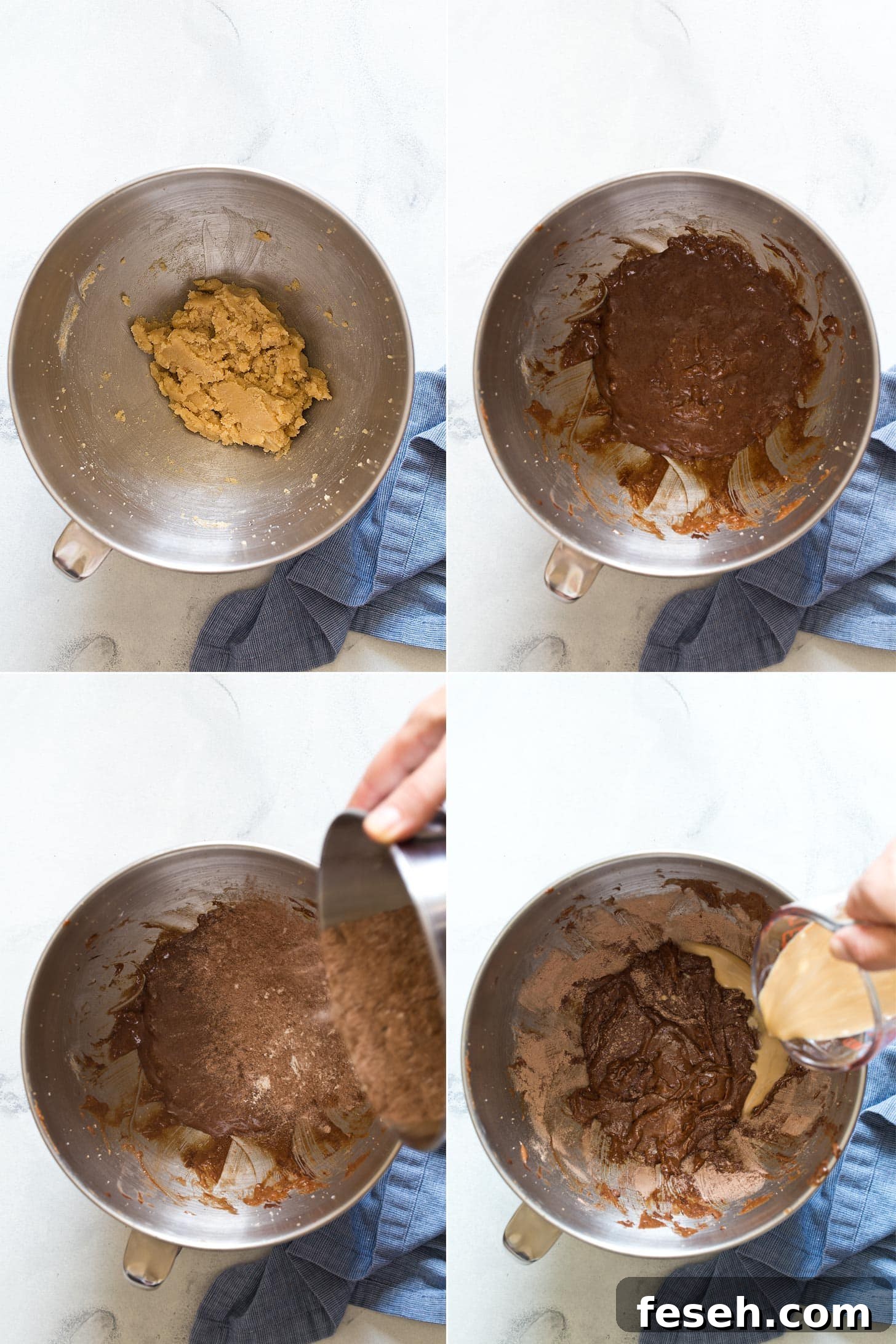 Step by step photos for making small chocolate cake