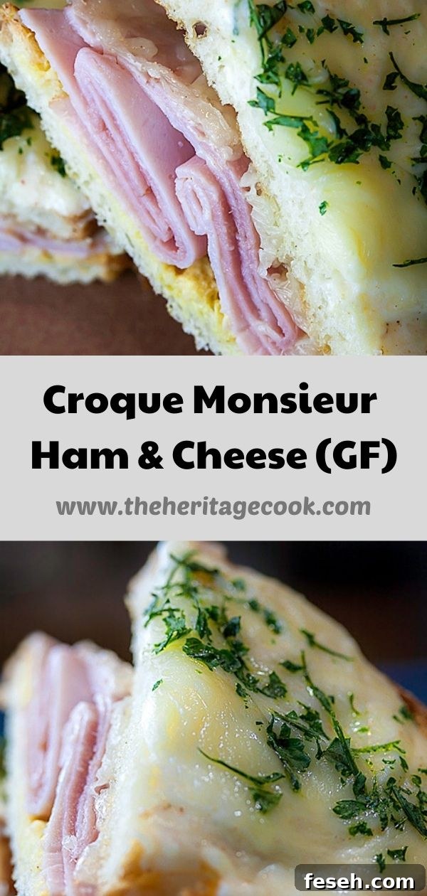 Creamy, Cheesy French Ham & Cheese Sandwiches, Croque Monsieur; 2020 Jane Bonacci, The Heritage Cook