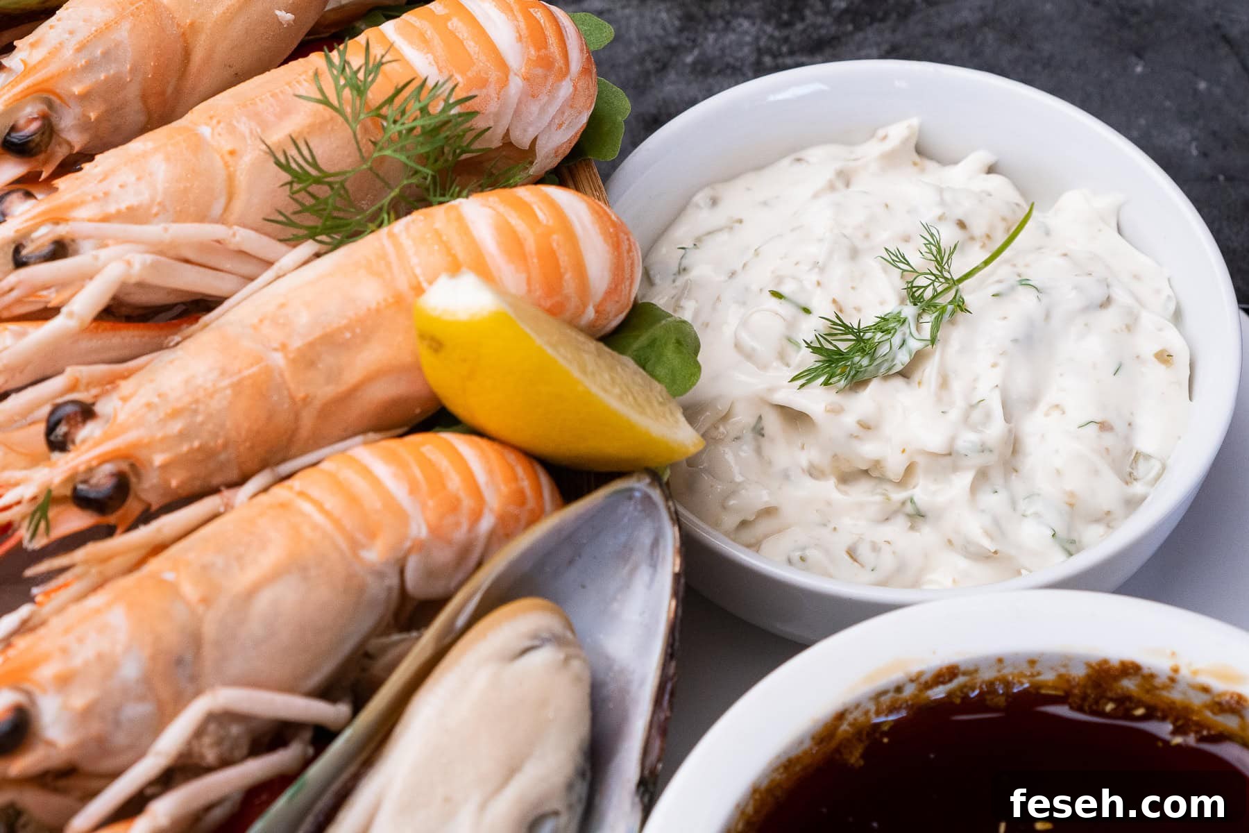 Tartare Sauce with langoustines and seafood boil sauce on the side