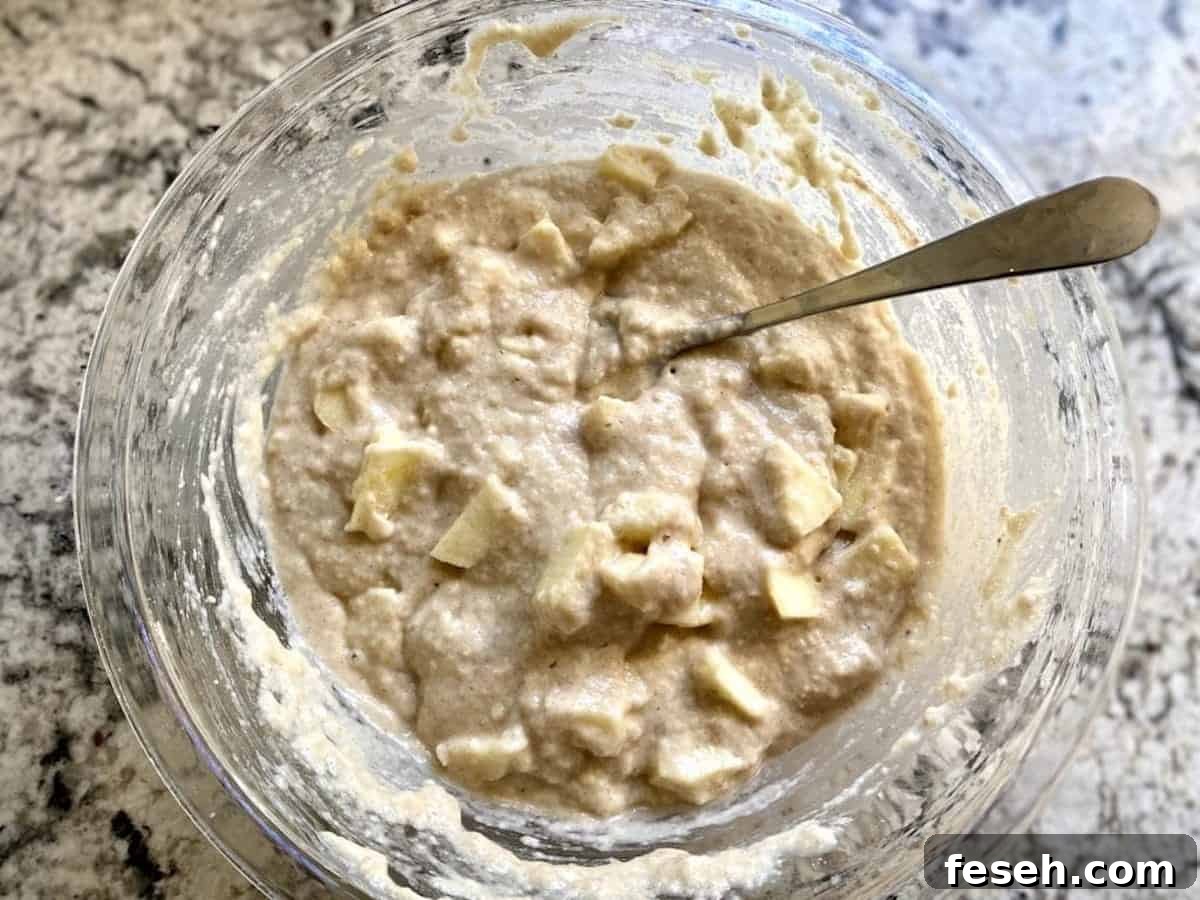 Bread batter mixed in a bowl on the counter