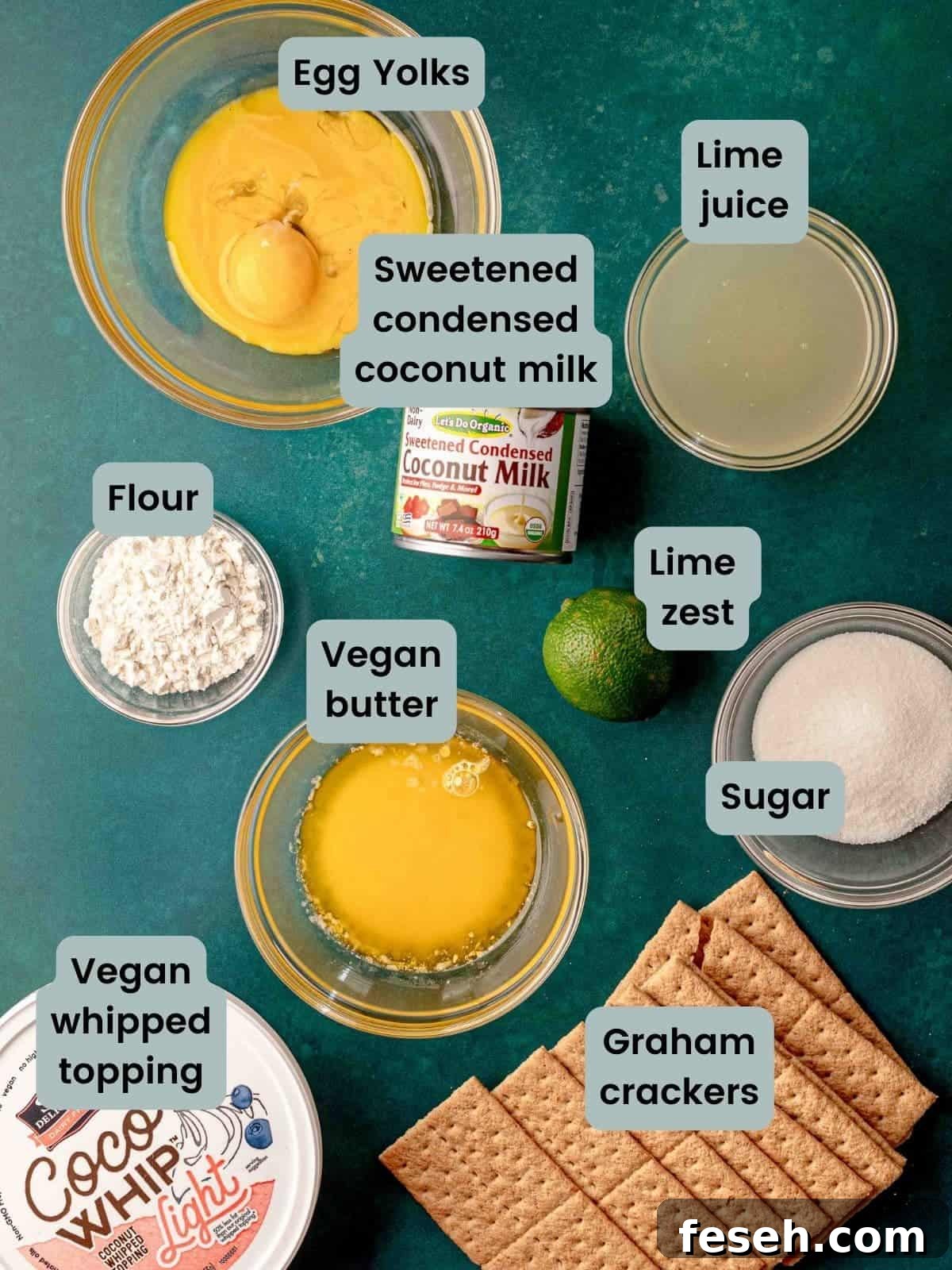 Ingredients in dairy-free key lime pie.