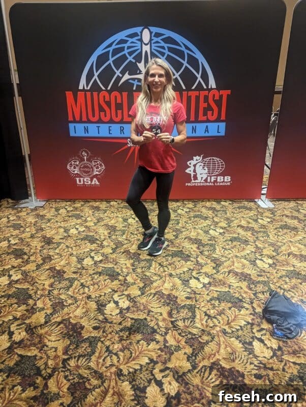 Check ins at Bikini show muscle contest Amy Roskelley