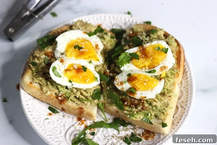 sous vide breakfast soft poached eggs on avocado toast