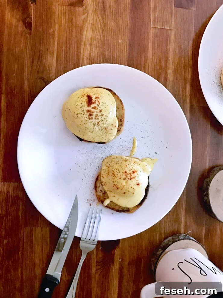 sous vide poached eggs benedict with hollandaise sauce