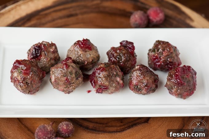 beef cocktail meatballs with cranberry sauce