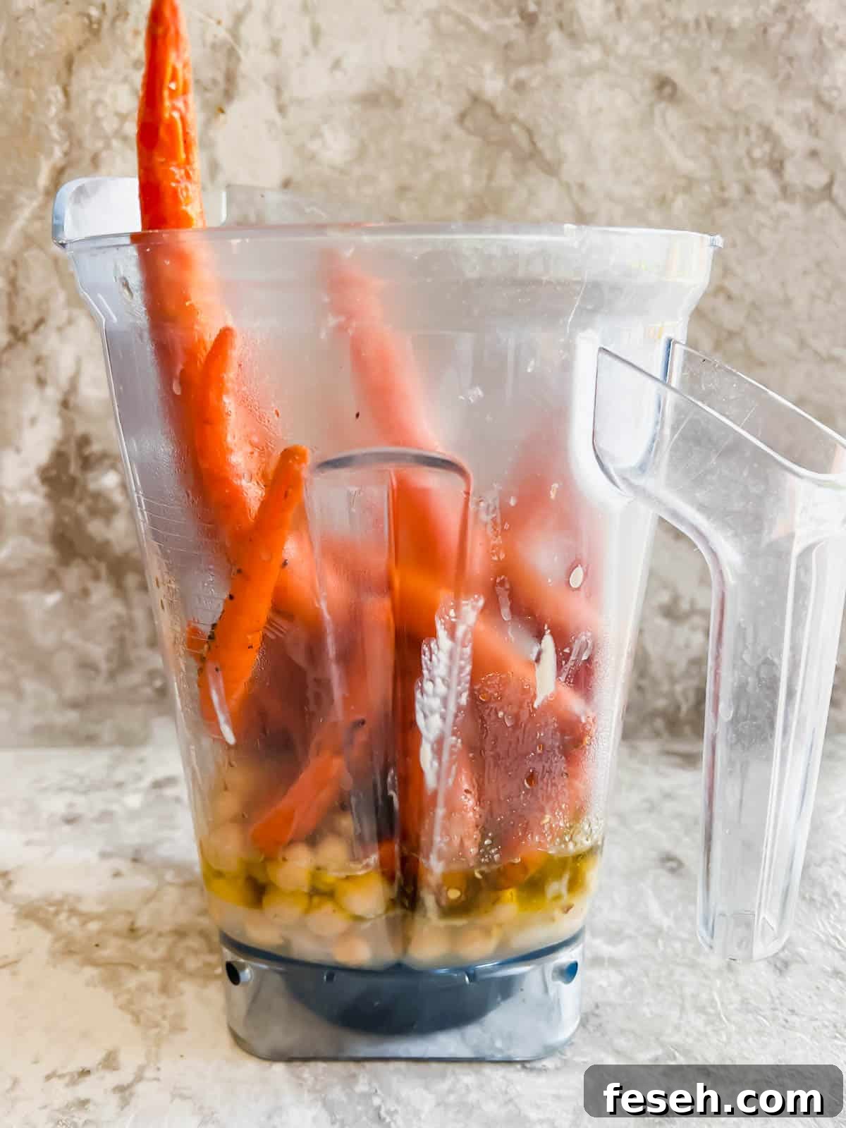 All ingredients in a blender prior to blending.