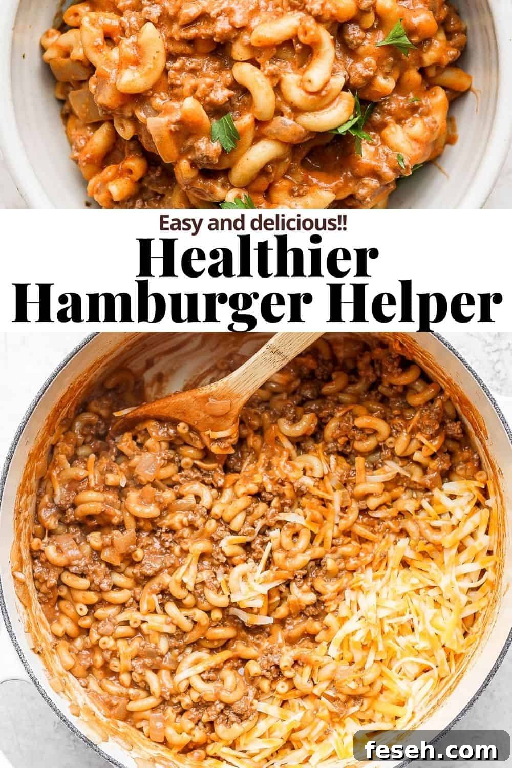 Pinterest image for healthy hamburger helper.