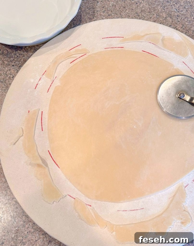 Bottom pie crust rolled into a circle and trimmed.